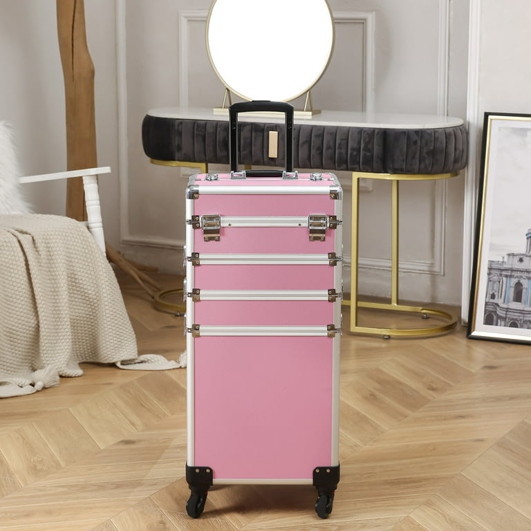 Bonnlo 4-in-1 Large Makeup Trolley Case, Professional Travel