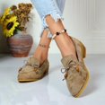 thumbnail image 4 of Women Pointed Toe Suede Slip on Loafers Mid Block Heel Comfort Dress Pumps, Versatile Casual office Slip on Shoes for Ladies Khaki 9.5(43), 4 of 9