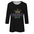 thumbnail image 4 of SOOMLON Mardi Gras T Shirt Womens Tuesday Shirts Carnival Themed Party 3/4 Sleeve Outfits Funny Mask Graphic Tshirts Casual Round Neck Tops New Orleans Parade Pullovers 2025 Black S, 4 of 5
