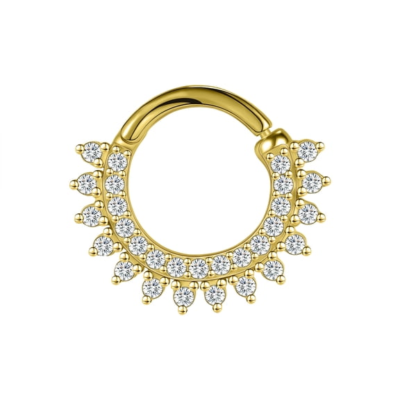 QQTDFG 1 Pc 925 Sterling Silver CZ Nose Septum Ring Hoop Gold Ear Helix Conch Piercing-Style 3