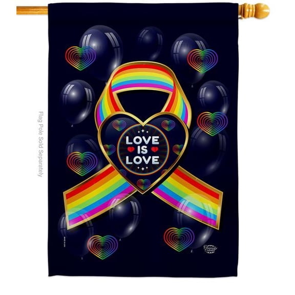 Ornament Collection H190106-BO 28 x 40 in. My Love Is House Flag with Support Pride Double-Sided Decorative Vertical Banner Garden Yard Gift