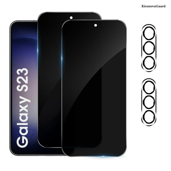 [2 2 Pack] KisonovaGuard Compatible with Samsung Galaxy S23 Privacy Screen Protector with Camera Lens Protector