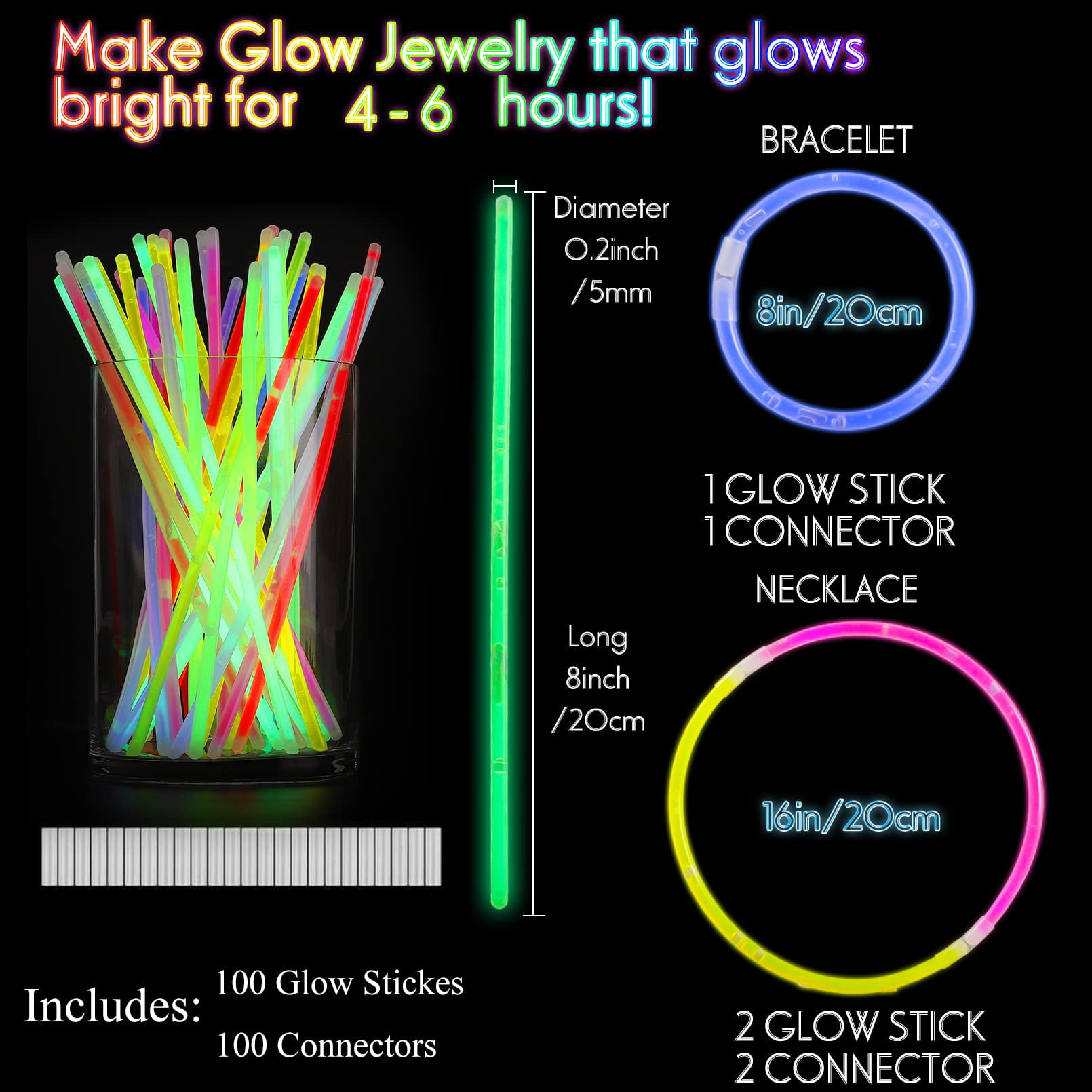  Glow Sticks Bulk Party Favors: 150 PCS 8 Colors Glow