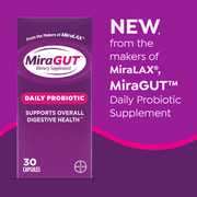 MiraGUT Daily Probiotic, Probiotics for Digestive Health (1 Month Supply), Gluten-Free Supplement, Probiotic for Women and Men, Support Overall Digestive Health, 30 Ct