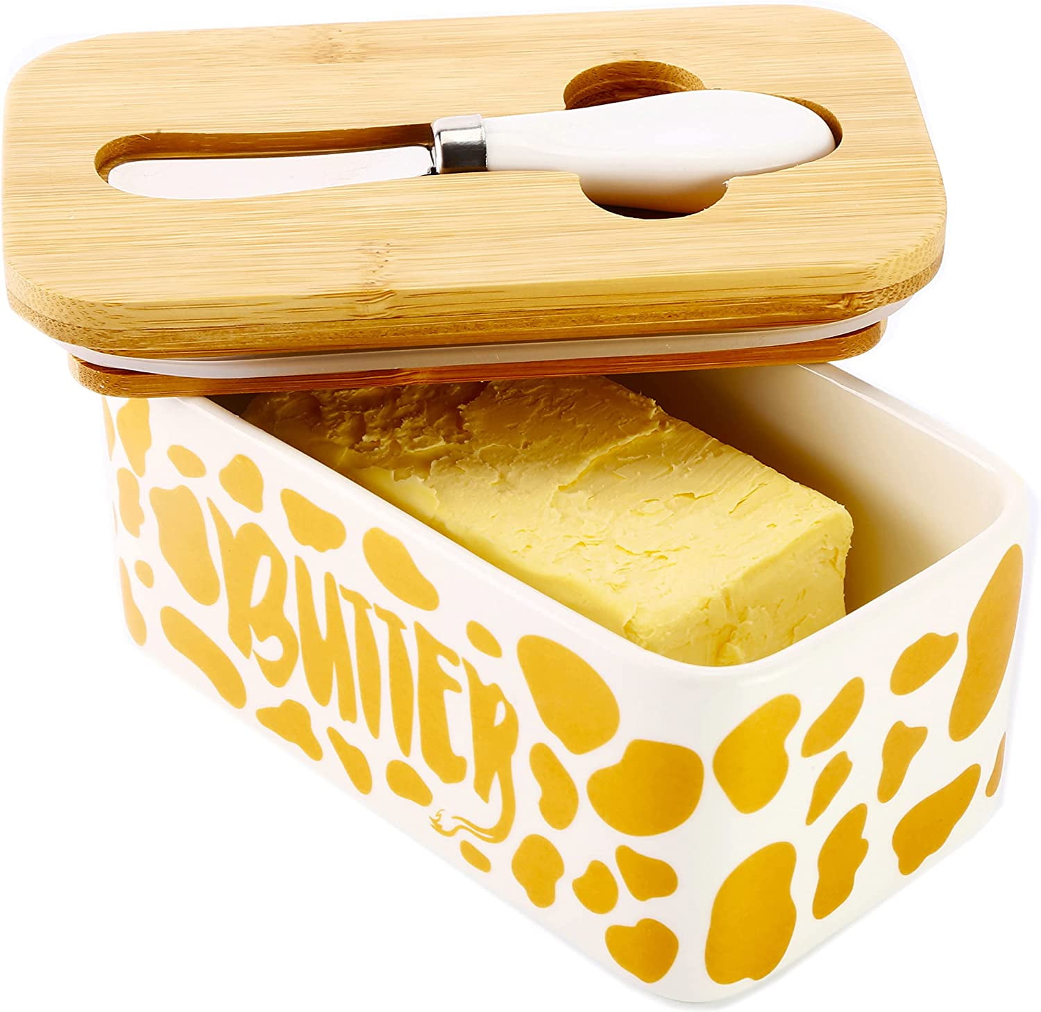 Lumicook Cow Butter Dish with Knife (Gold  B3-2EED-0ODM)