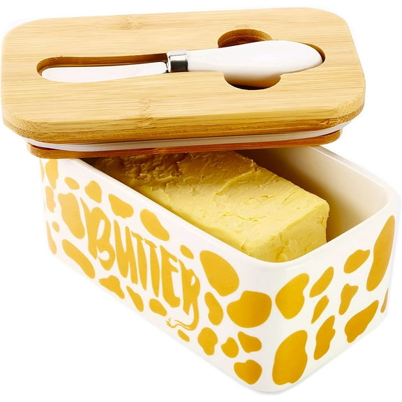 Lumicook Cow Butter Dish with Knife (Gold B3-2EED-0ODM)