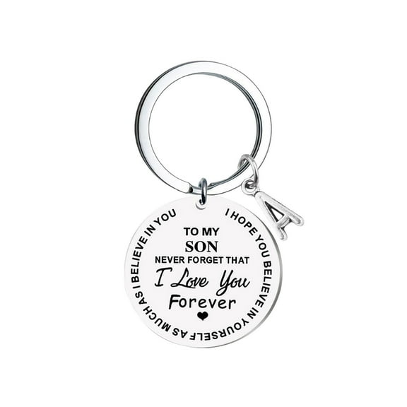 Apmemiss Birthday Gifts for Men Clearance DIY To My SON Stainless Steel Last Name 26 Letter Keychain 2.5cm Deal of the Day Clearance