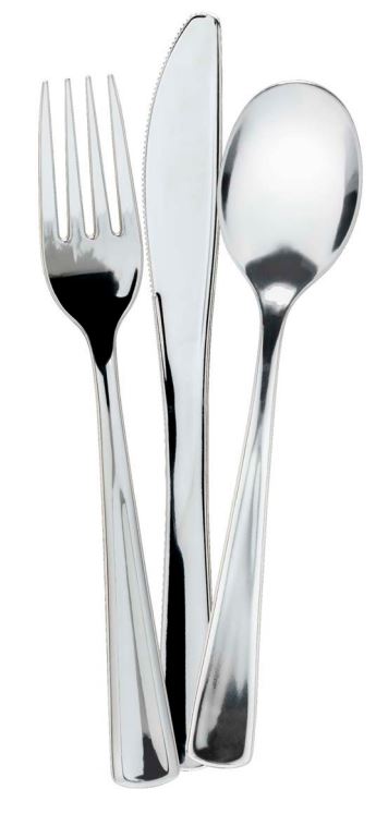 Great Value Ultra Disposable Plastic Cutlery, Silver, Assorted, 36 Count