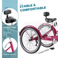 thumbnail image 3 of Lilypelle Adult Tricycles 7 Speed 26 inch Three Wheel Bike Cruiser Trike with Low-Step Through Frame/Large Basket for Men, Women, Seniors,Wide Rose Red, 3 of 8