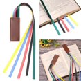 thumbnail image 4 of 3 Pieces Faux Leather Ribbon Bookmarks Bookmark with 5 Colored Ribbons Book Markers for Roman Bible Books, 4 of 5