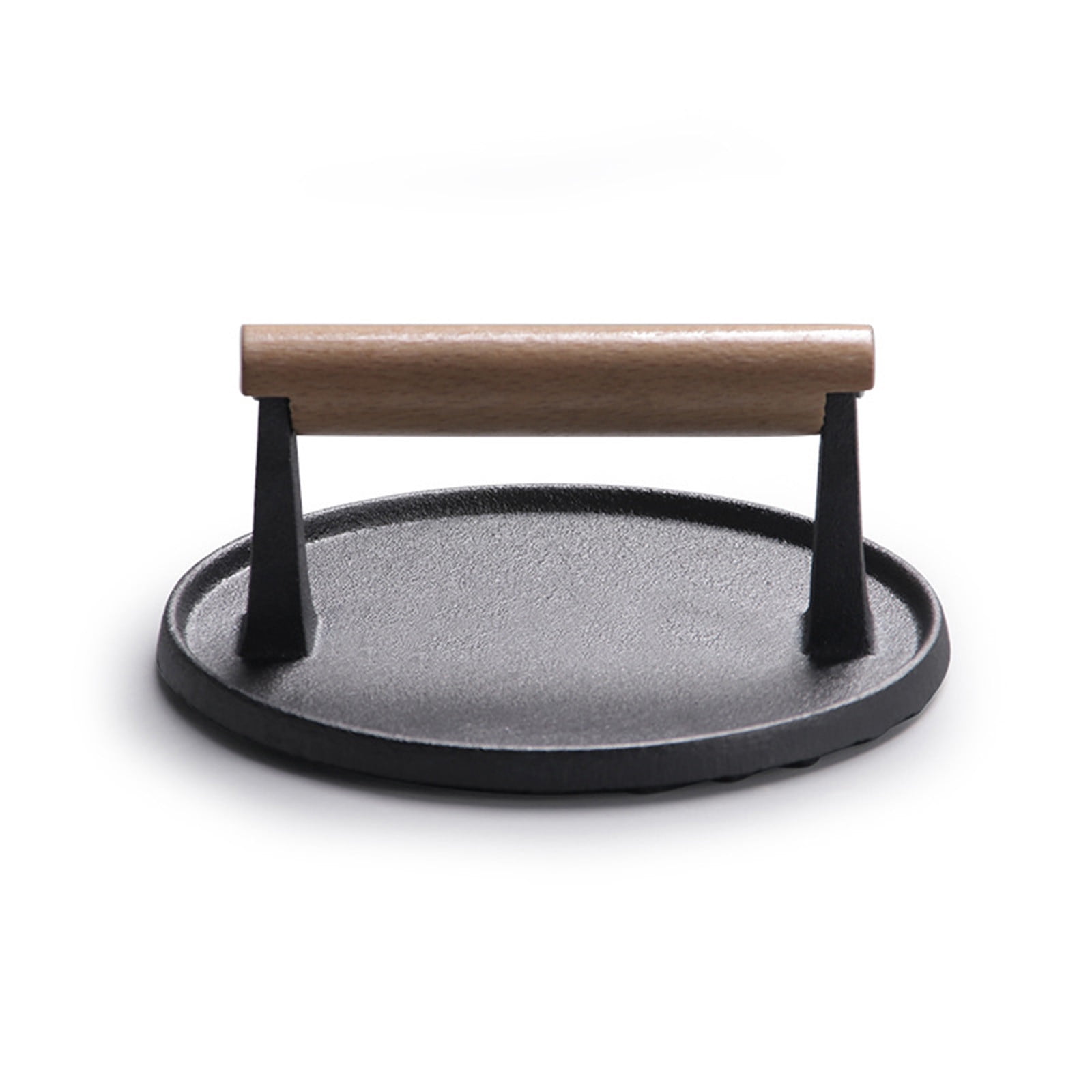 Wovilon Burger Press Round, Heavy-Duty Cast Iron Smash Burger Press Meat Steak with Wood Handle for Blackstone Camp Chef Griddle Grills(Round)