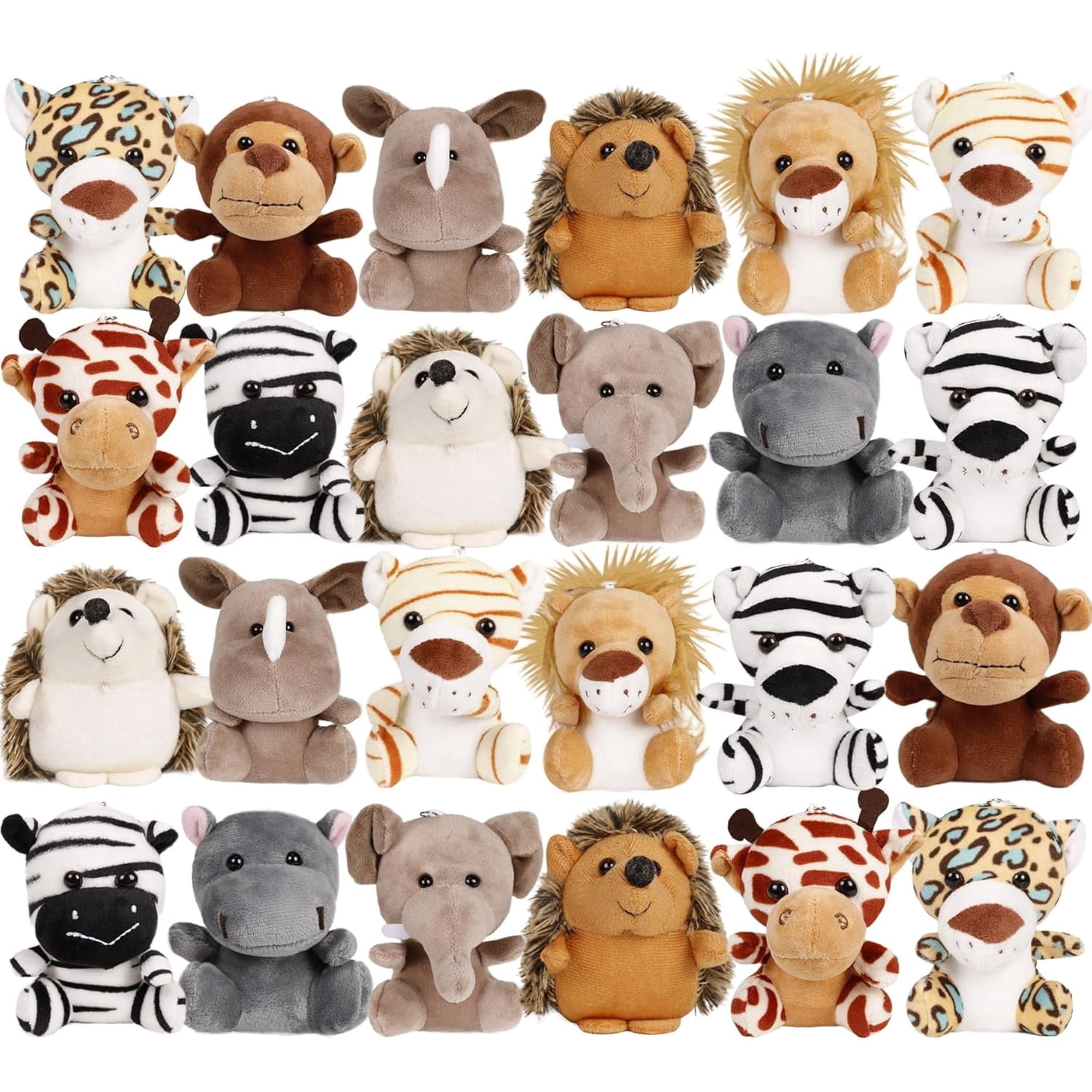 24Pcs Mini Forest Animal Plush Toys Bulk, 4.5 Inch Small Stuffed Animals, Cute Assorted Forest Creature Plushies for Animal Themed Party Favors, Kids Birthday Gift, Goodie Bag Fillers