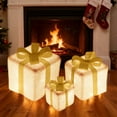 thumbnail image 5 of Set of 3 Christmas Lighted Gift Boxes Decorations, LED Light Up Present Boxes with Festive Bows, Indoor Outdoor Holiday Decor for Home, Porch, Yard & Xmas Tree (White), 5 of 7