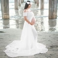thumbnail image 3 of Sunjoy Tech Maternity Off Shoulder Chiffon Gown for Photography Split Front Maxi Pregnancy Dress for Photoshoot, 3 of 7