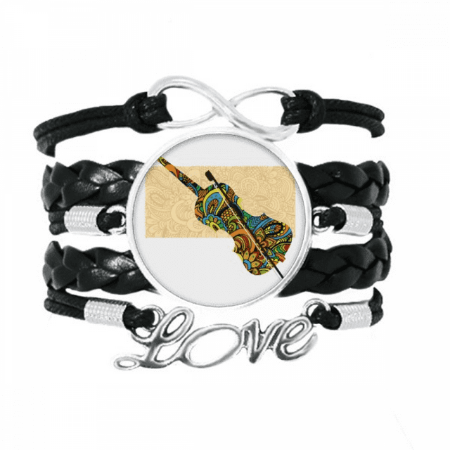 Violin Rock Music Festival Poster Bracelet Love Accessory Twisted Leather Knitting Rope Wristband