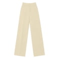 thumbnail image 4 of Women's High Waisted Wide Leg Pants, Single Breasted Office Trousers with Side Pockets, Structured Drape Casual Suit Pants for Work and Business Casual Beige L, 4 of 5