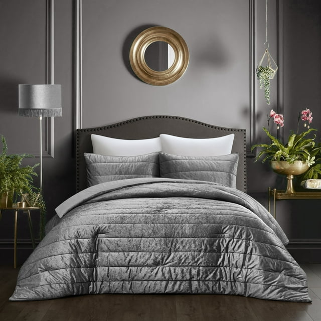 Grace Living Zymir Ensemble de Couette en Velours Écrasé - Canal Touffeté