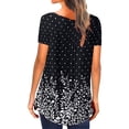 thumbnail image 4 of Camiseta de mujer Blusa informal Cuello en V Manga corta Botón Top, Starry, L Scienceny AP001374-13, 4 of 5