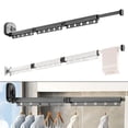 thumbnail image 4 of KDJ Folding Clothes Hanger Indoor Retractable Cloth Drying Rack, Space-saving Wall Mounted Laundry Rack for Home, Black and White, 59cm/92cm/126cm, 4 of 10
