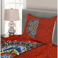 thumbnail image 3 of Ambesonne Mandala Quilted Bedspread Set 2 Pcs, Ukranian Half Style Flower, Twin Size, Burgundy White Blue, 3 of 4