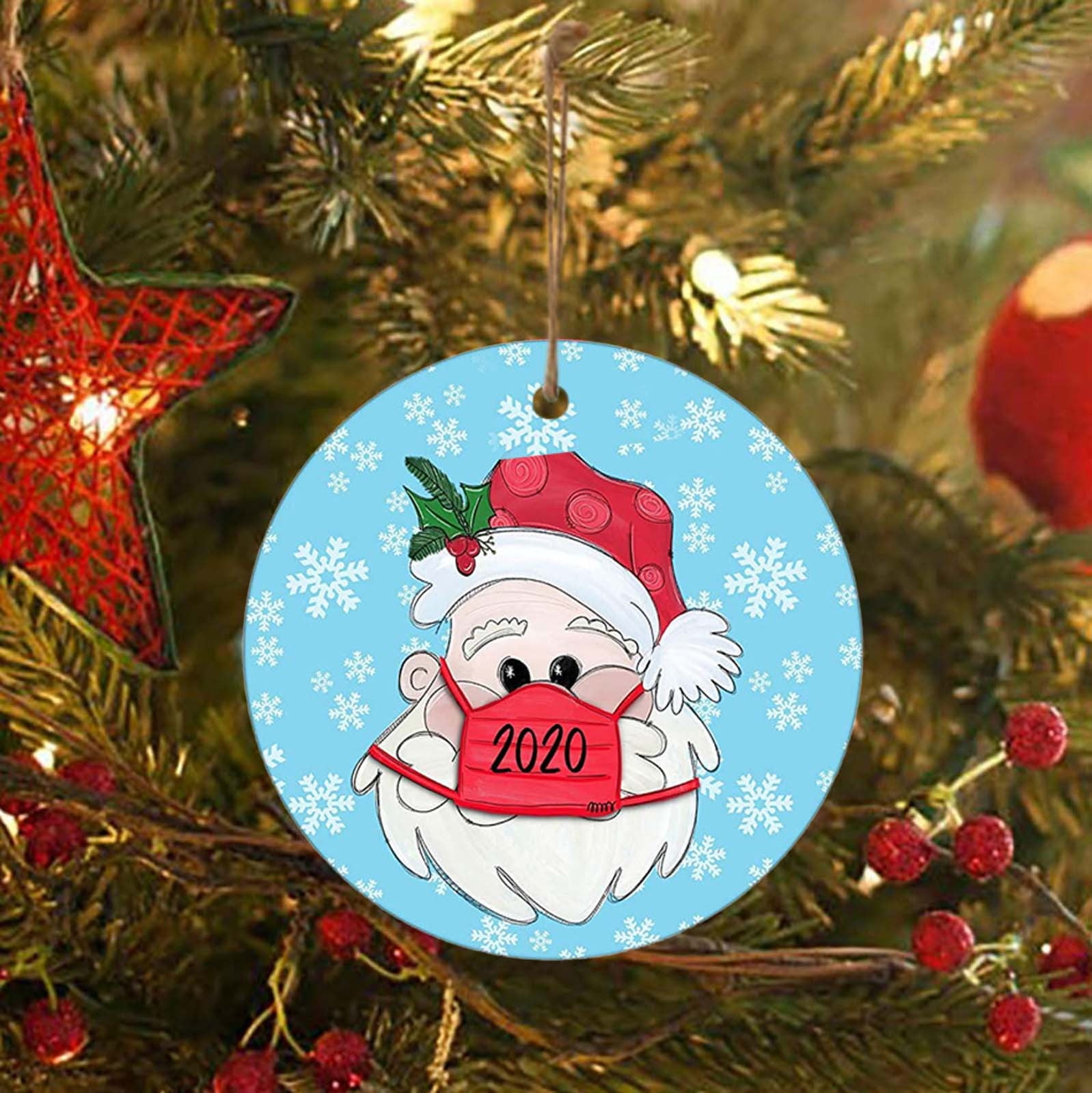 Details about   2020 Christmas Ornament Santa Wearing A Face Mask Christmas Tree Hangings Decor 