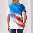 thumbnail image 4 of Women's Patriotic Star Print 250th Anniversary USA Shirt V-Neck Button Short Sleeve T-Shirts, 4 of 4