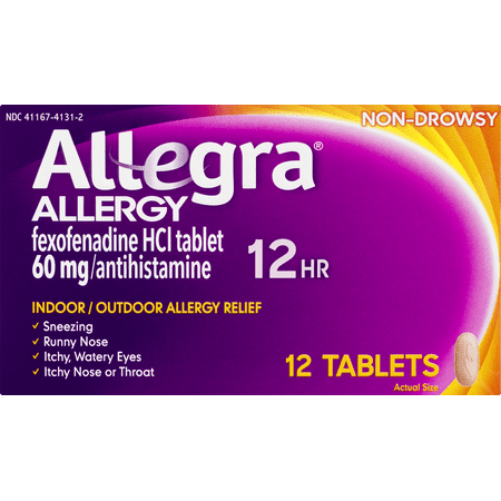 Allegra 12 Hour Non-Drowsy Indoor and Outdoor Allergy Relief Tablets 12ct