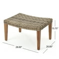 thumbnail image 2 of Llinc Store Acacia Wood Frame Patio Ottoman Bench Outdoor Wicker Foot Rest Seat with Cushion Rattan Furniture for Garden Backyard Lawn Deck, Natural+Gray, 2 of 9