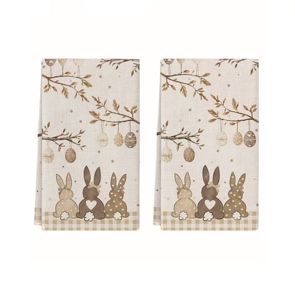 HuiXinOu 2 Pack Easter Themed Kitchen Towels 25.9x16.9 Inches Absorbent Hand Tea Towels for Cooking Baking Kitchen Cleaning Daily Use