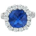 thumbnail image 4 of Pompeii 6 1/2 Ct Diamond Halo Created Sapphire Ring 10k White Gold Lab Grown (FG,VS), 4 of 4
