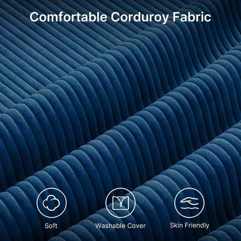 2-Seater Cloud-Like Loveseat Sofa - Double-Layer Upholstered Cushions, Pet-Friendly Corduroy Couch for Bedroom, Living Room & Apartment,Blue