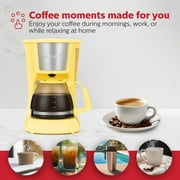 Holstein Housewares 5 Cup Drip Coffee Maker - Yellow - Auto Pause and Serve, Removable Filter Basket, View Water Window - Perfect for Brewing Rich-Tasting Coffee at Home