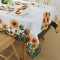 thumbnail image 3 of Sunflower Rectangle Tablecloth 60"x84" Waterproof Stain Resistant Green Border, Decorative Polyester Fabric Cover for Fall Dining, Party, Indoor/Outdoor, 3 of 6