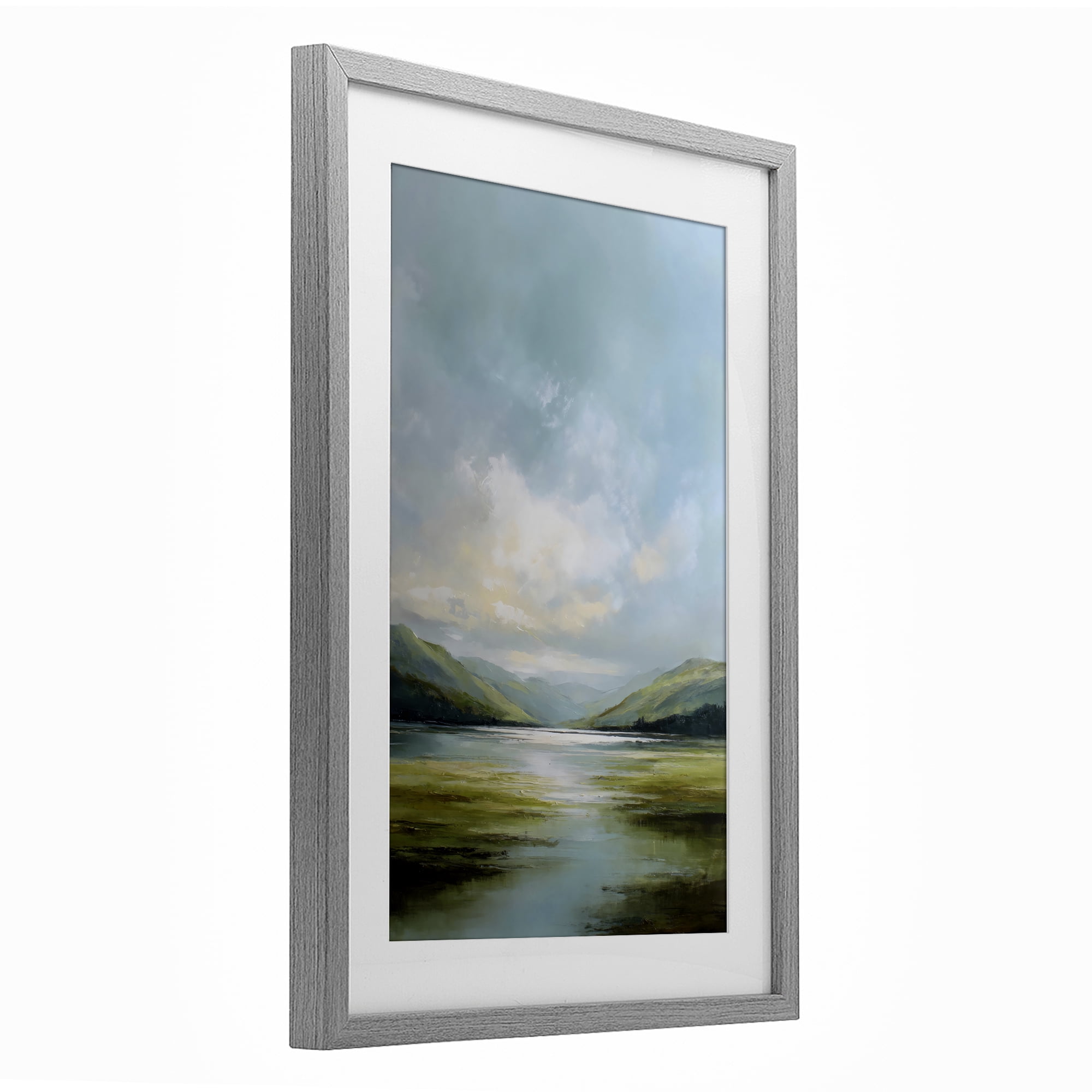 Stupell Industries Here Comes Sun over Valley Gray Framed Print Under Glass, design by Petal Prints Design