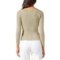 thumbnail image 3 of Women's V-Neck Knitted Sweaters Ruched Button Tops Slim Fit 2025 Long Sleeved T-Shirts XS Camel, 3 of 6