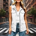 thumbnail image 4 of MaFYtyTPR Women's Utility Zip Up Vest Stand Collar Multi Pocket Cargo Sleeveless Jackets with Drawstring Waist A-White L, 4 of 5