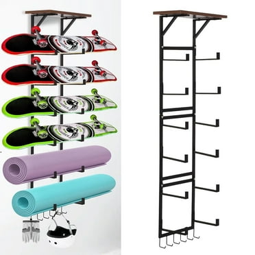 Ymokee 6-Tier Skateboard Rack Wall Mount with Hooks,  Skateboard Display Hanger Holder for Home or Garage