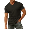 thumbnail image 2 of ZHOGXU Men's T Shirt Short Sleeved V Neck Solid Color Pocket Comfortable Breathable Tee Top For Everyday Wear And Relaxation,Black,Xxxxxl, 2 of 9