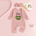 thumbnail image 2 of mgoYE Newborn Baby Girl Boy Fall Outfit Romper Football Golf Court Embroidery Long Sleeve Jumpsuit Bodysuit Cute Infant Clothes with Headband(Pink,0-3 Months), 2 of 5