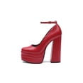 thumbnail image 7 of Women's Comfortable Chunky Platform Square Toe Heels Ankle Strap Dress Pumps for Fashion Party - Solid Color Fall Winter 2026 Shoes, 7 of 7
