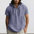 thumbnail image 2 of Pocket T Shirts for Men Short Sleeve Casual Streetwear Men's Spring And Summer Fashion Solid Color Linen Shirt Hooded Short Sleeve Casual Men's Beach T Shirt, 2 of 4