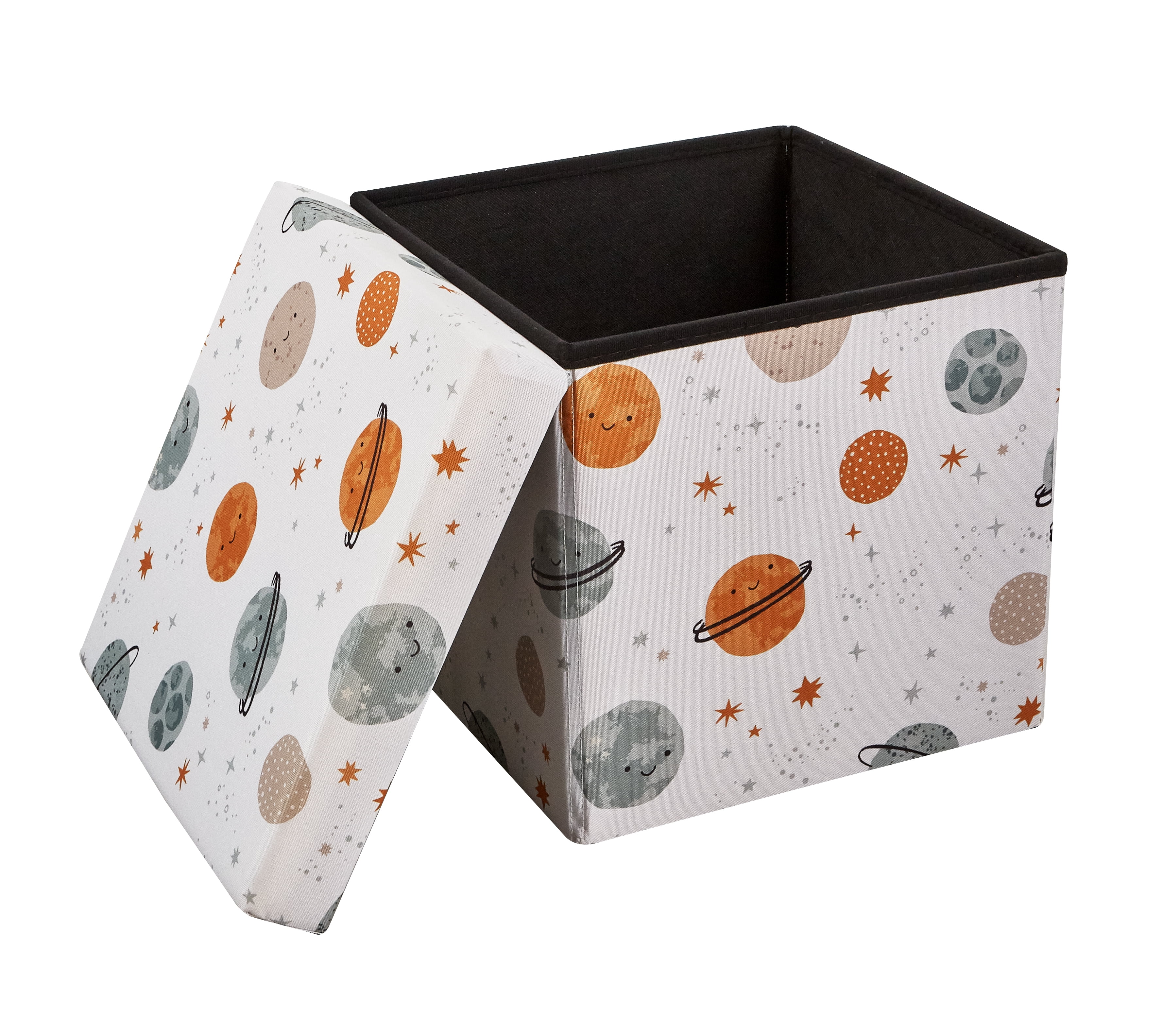 (2 pack) Kvell Kids 15 x 15 x 15 inches Collapsible Toy Storage Bin with Planet Design and Removable Lid