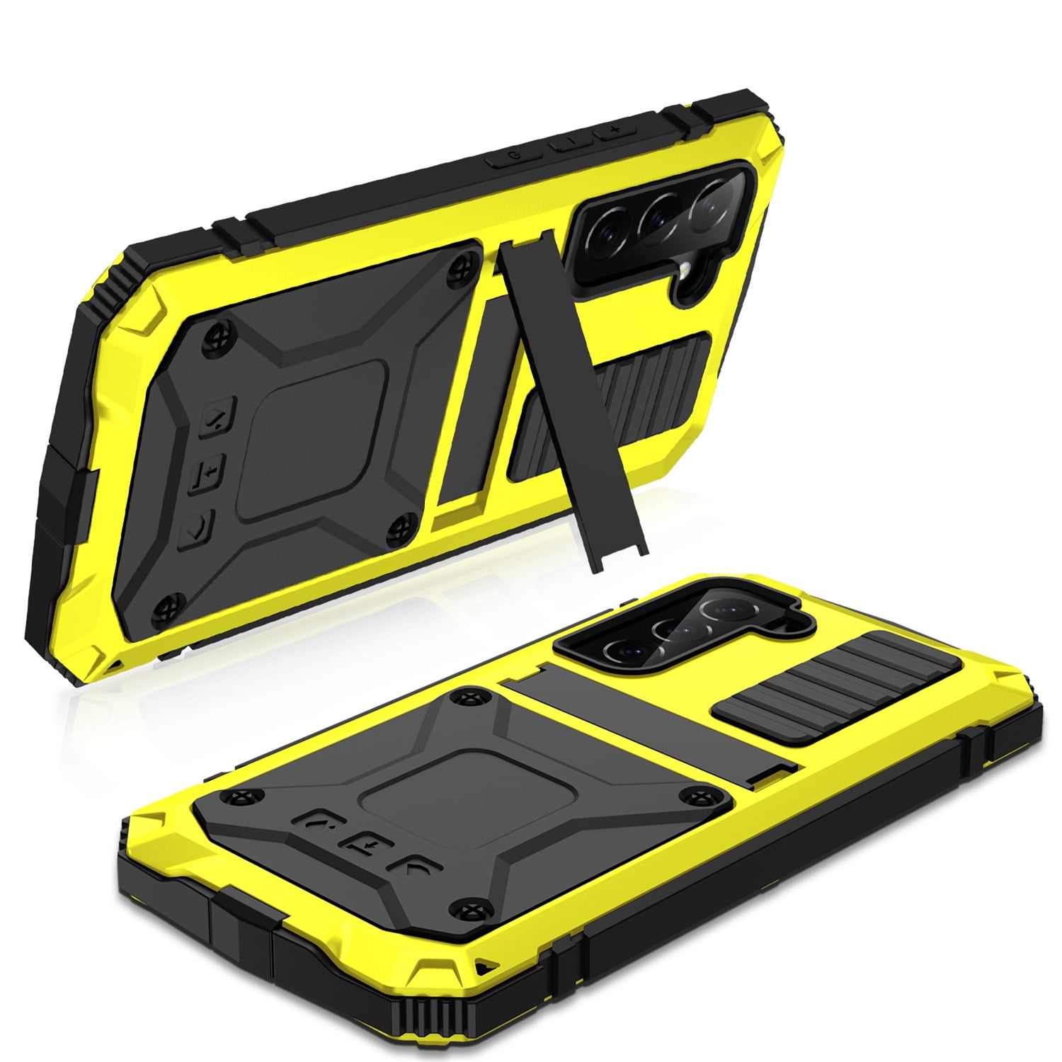 Samsung S23 Plus Rugged Full-Body Case, Metal Bumper Built-in Screen Protector&Kickstand,Dustproof Drop-Proof,Full Body Protection Heavy Duty Rugged Military Cover For Samsung Galaxy S23 Plus, Yellow