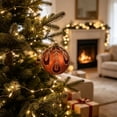 thumbnail image 5 of STPToys Christmas Decoration Electroplated Plastic Hanging Ball Ornament Coffee With Glitter Powder Vintage Leaf Design For Xmas Tree Home Decor, 5 of 6