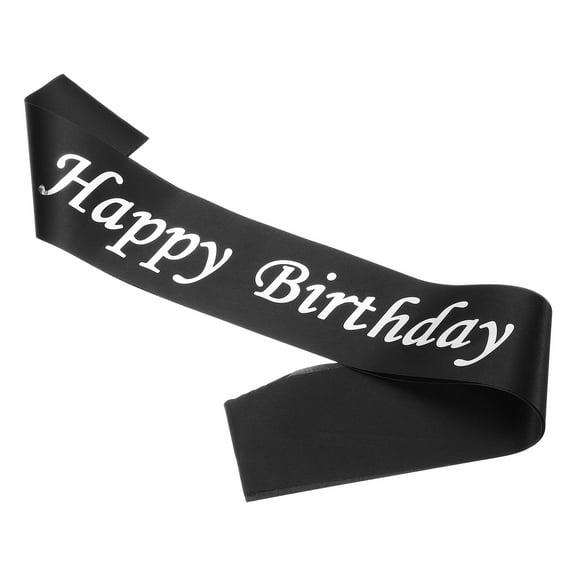 Uxcell Birthday Girls Sash, Glitter Birthday Sash for Women Satin Princess Queen Sash Party Decorations with Safety Pin Black with Silver Foil Lettering