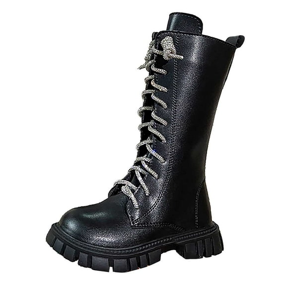 TBWNWG Girls Boots With Rhinestones - Classic Knee High Style for Children Fall Winter Footwear for Outdoor and Casual Wear,Sizes 5-5.5 Years