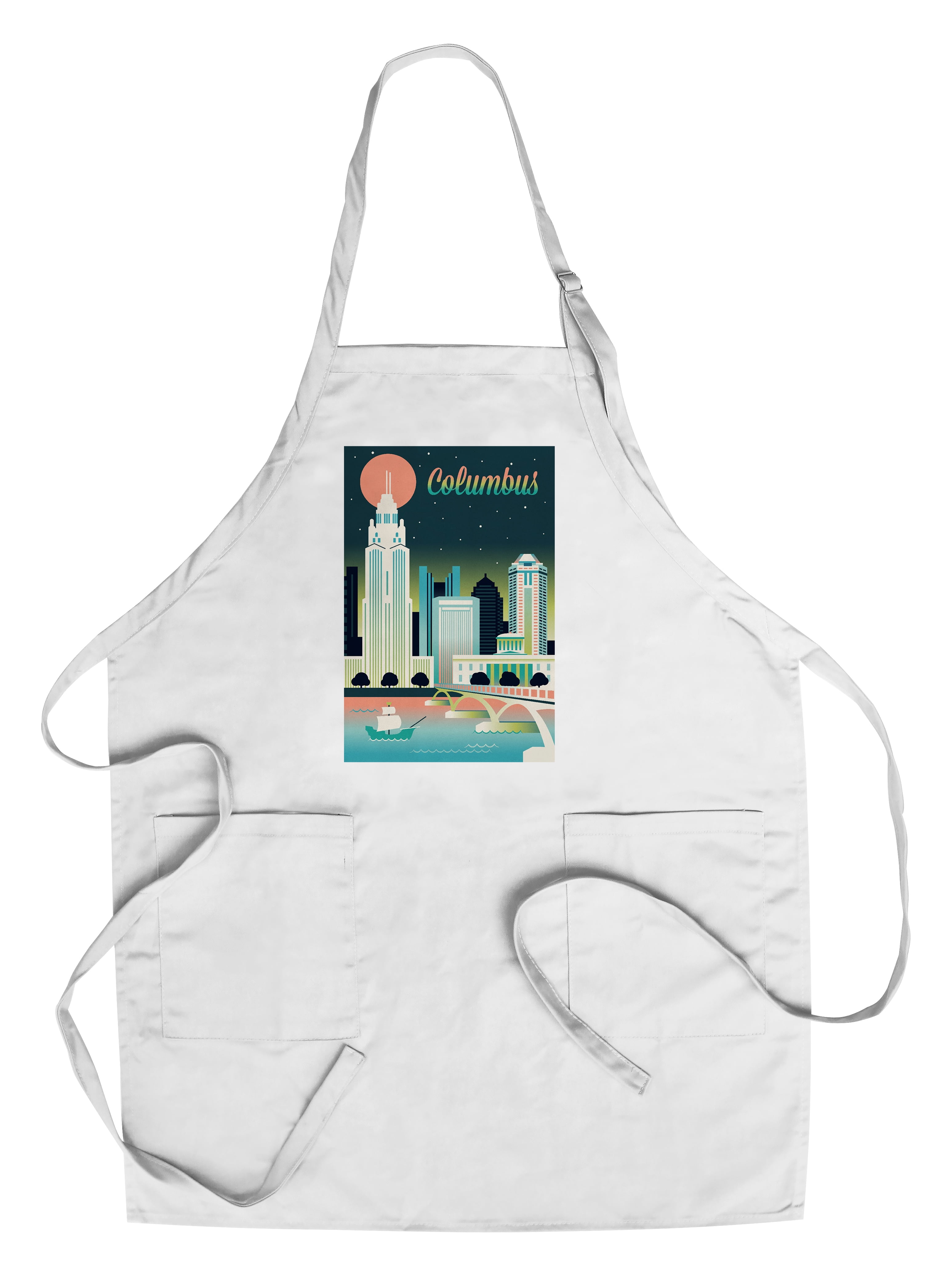 Decorative Tea Towel, Apron Columbus, Ohio, Retro Skyline Chromatic Series,  Unisex, Adjustable, Organic Cotton - Walmart.com
