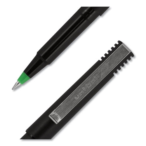 Roller Ball Pen, Stick, Micro 0.5 Mm, Green Ink, Black Matte Barrel, Dozen | Bundle of 2 Dozen