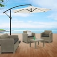 thumbnail image 1 of CorLiving Persist 9ft Tilting Cantilever Patio Umbrella with Powder Coated Steel Frame, Warm White, 1 of 7