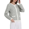 thumbnail image 4 of INSPIRE CHIC Women's Elegant Cardigan Sweaters Spring Fall Long Sleeve Knit Ribbed Jacket L Grey, 4 of 4